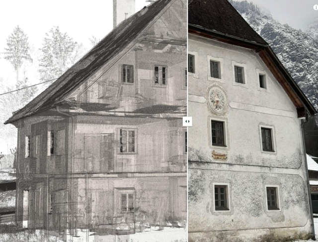 Schnitt durch Steeg 5 - Gegenüberstellung Schnitt und aktuelles Foto
