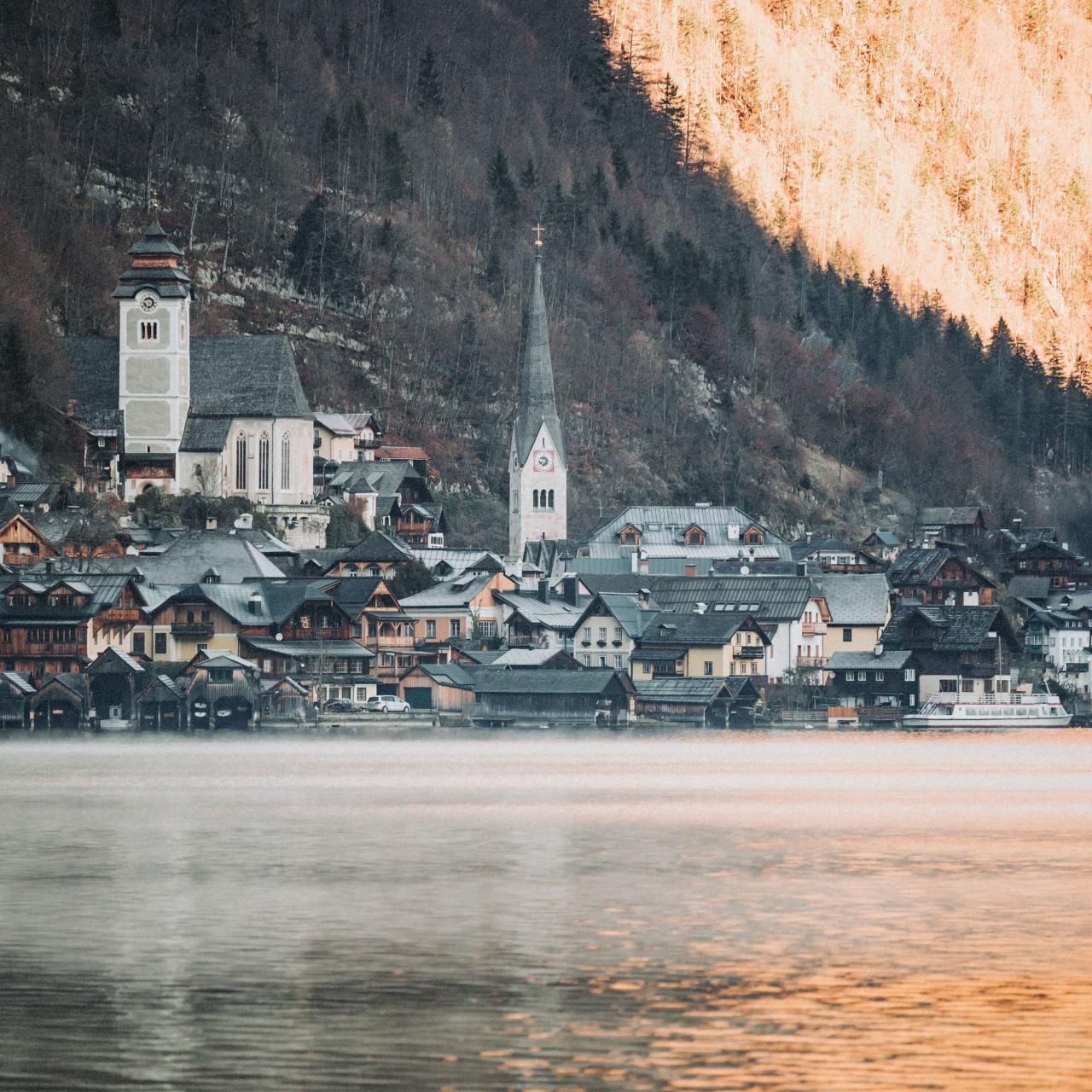 Hallstatt vom Süden im Dezember